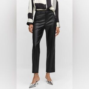 Mango Cropped Leather Pants